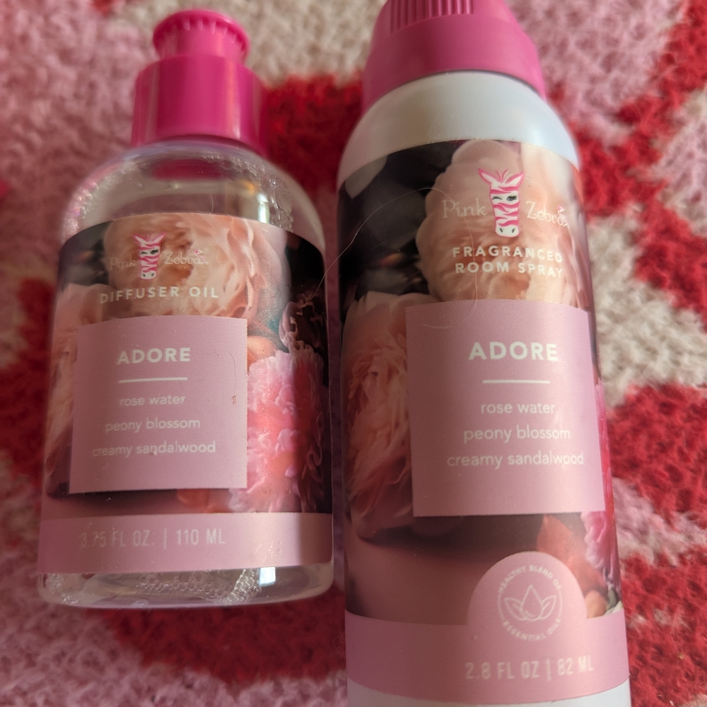 Pink Zebra Adore Diffuser Oil and Room Spray - Pink and Cream